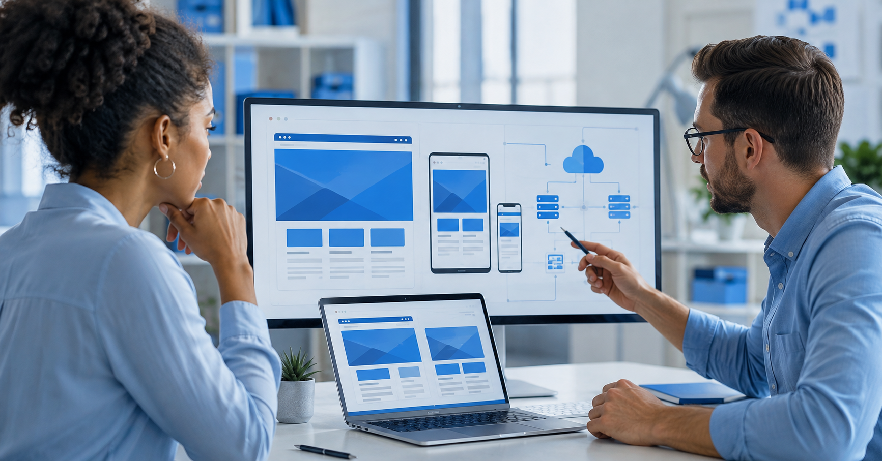 JazzWeb specialists reviewing responsive website and hosting plans